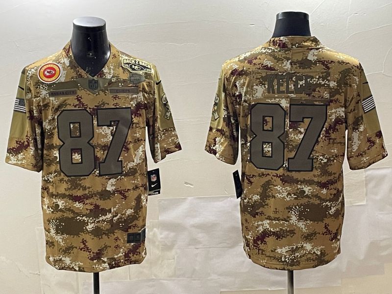 Men Kansas City Chiefs #87 Kelce Camo 2025 Nike Olive Salute To Service Limited NFL Jersey style 6